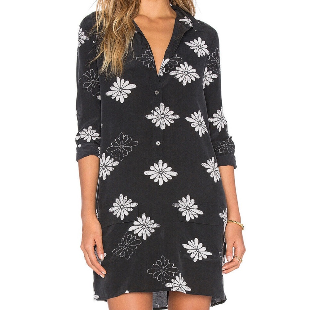 Equipment Lucida Floral Silk Dress, True Black Size
